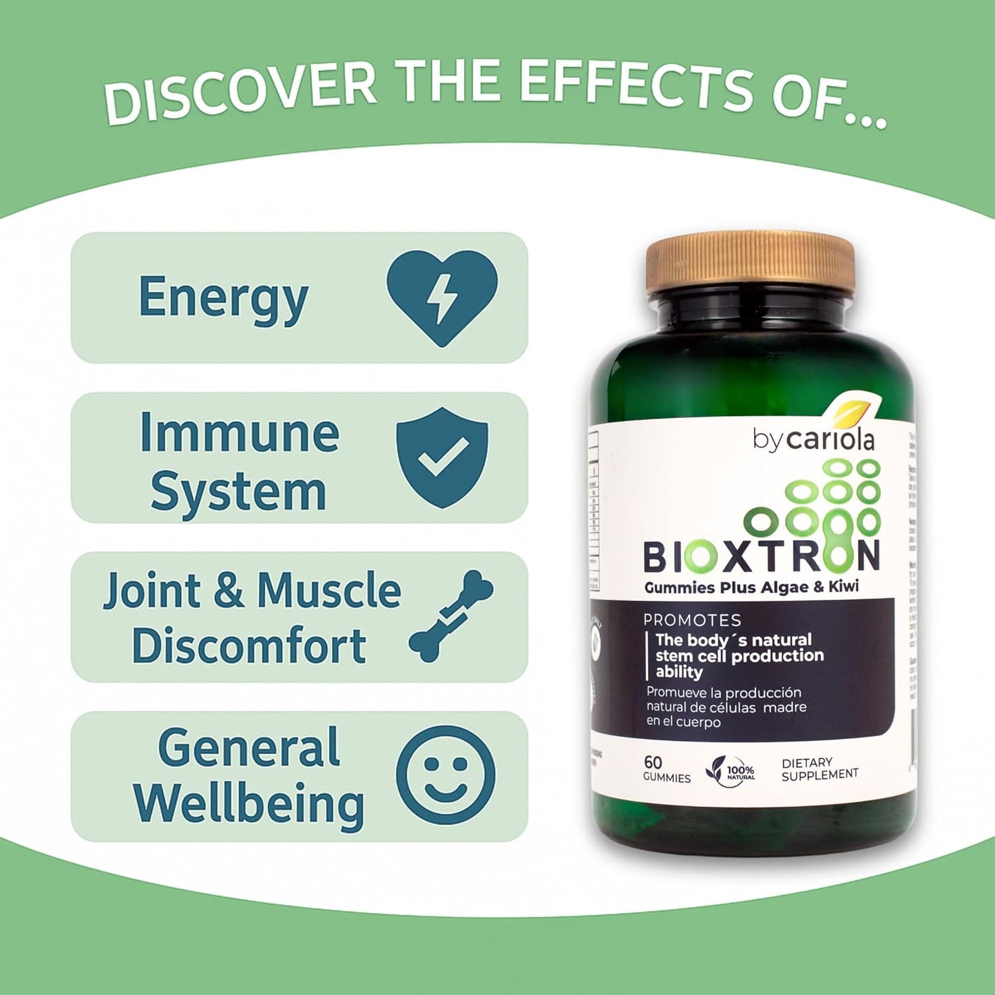 Bioxtron Natural Stem Cell Food Supplement Gummies (60 Gummies) - görsel 3