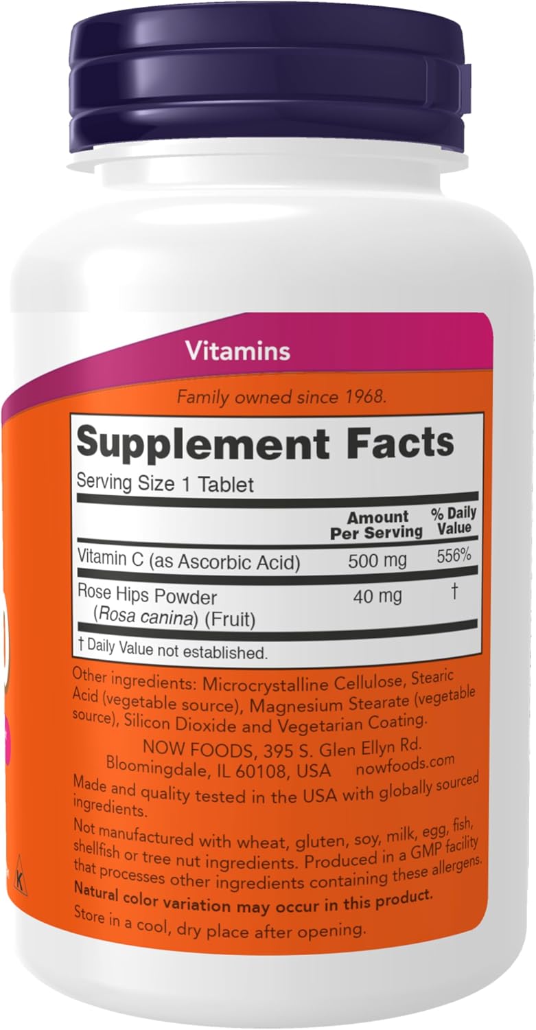 NOW Foods Vitamin C-500 with Rose Hips | 250 Tablets | Food Supplement - görsel 2