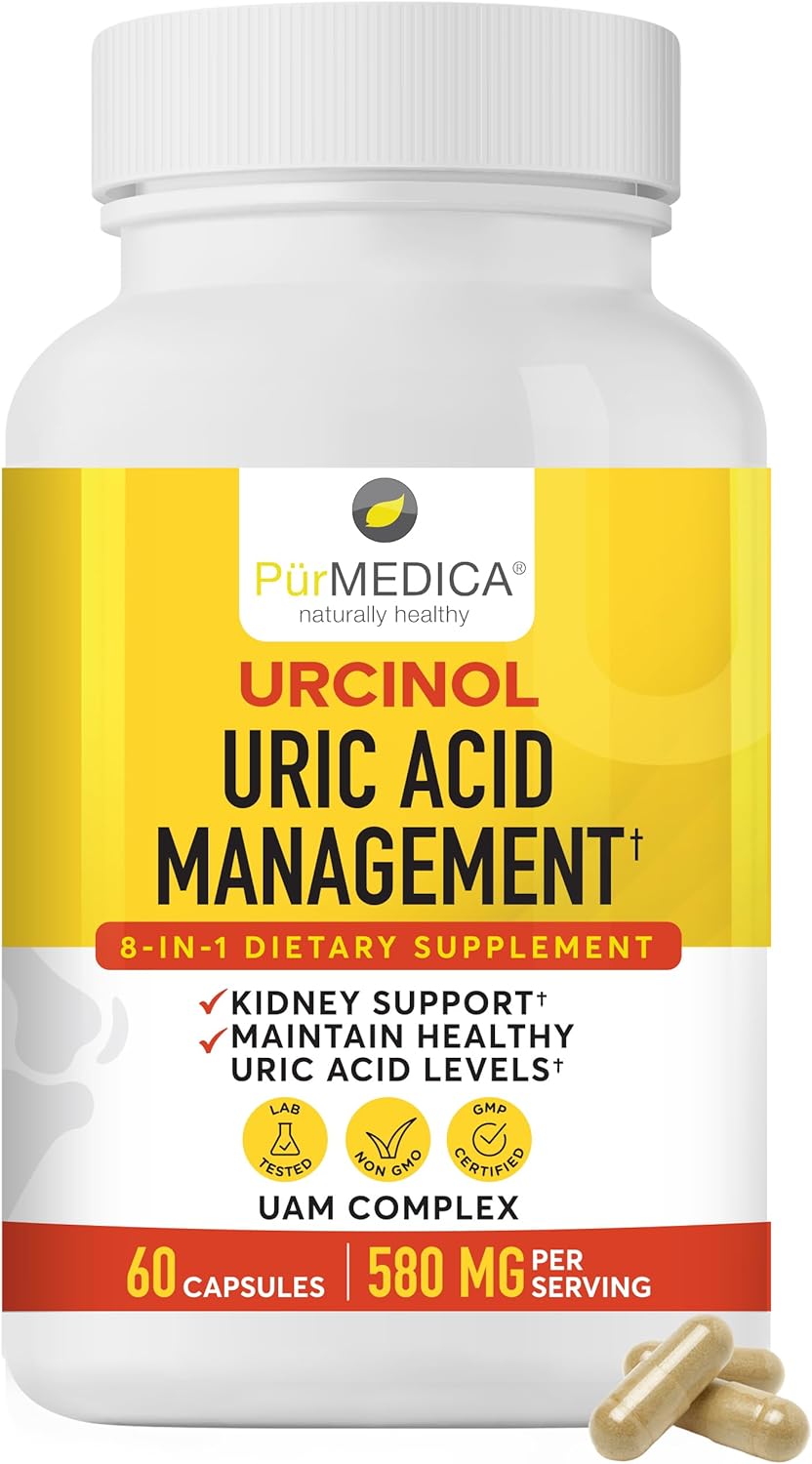 PurMEDICA Urcinol Uric Acid Food Supplement for Joint Support - 60 Capsules - görsel 1