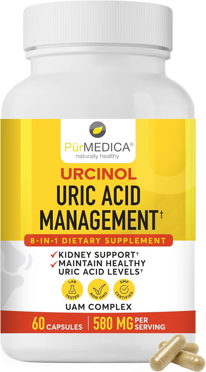 PurMEDICA Urcinol Uric Acid Food Supplement for Joint Support - 60 Capsules
