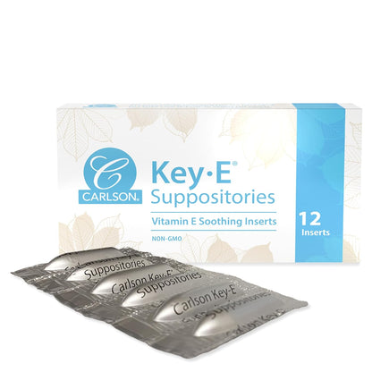 Carlson Key-E Suppositories, 30 IU (20 mg) Vitamin E Suppository, Moisturises & Nourishes, for Women and Men, 48 Count