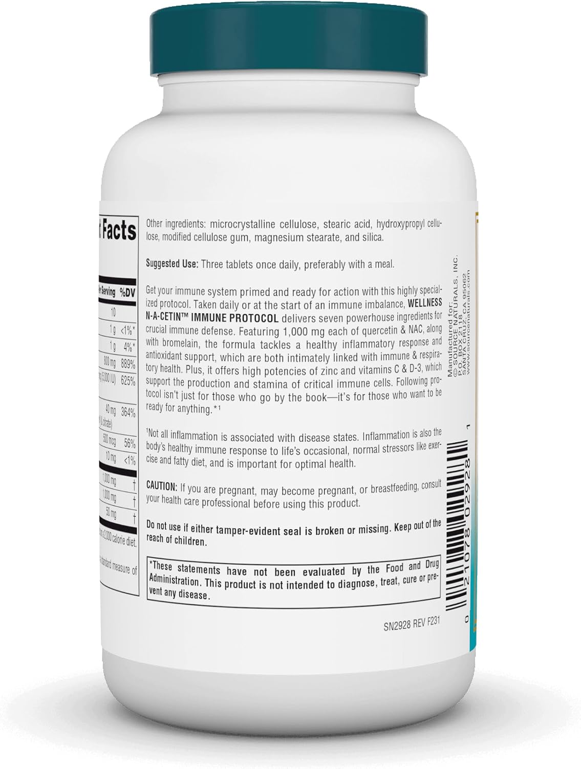 Source Naturals Wellness N-A-Cetin Immune Protocol – 90 Tablets - görsel 3