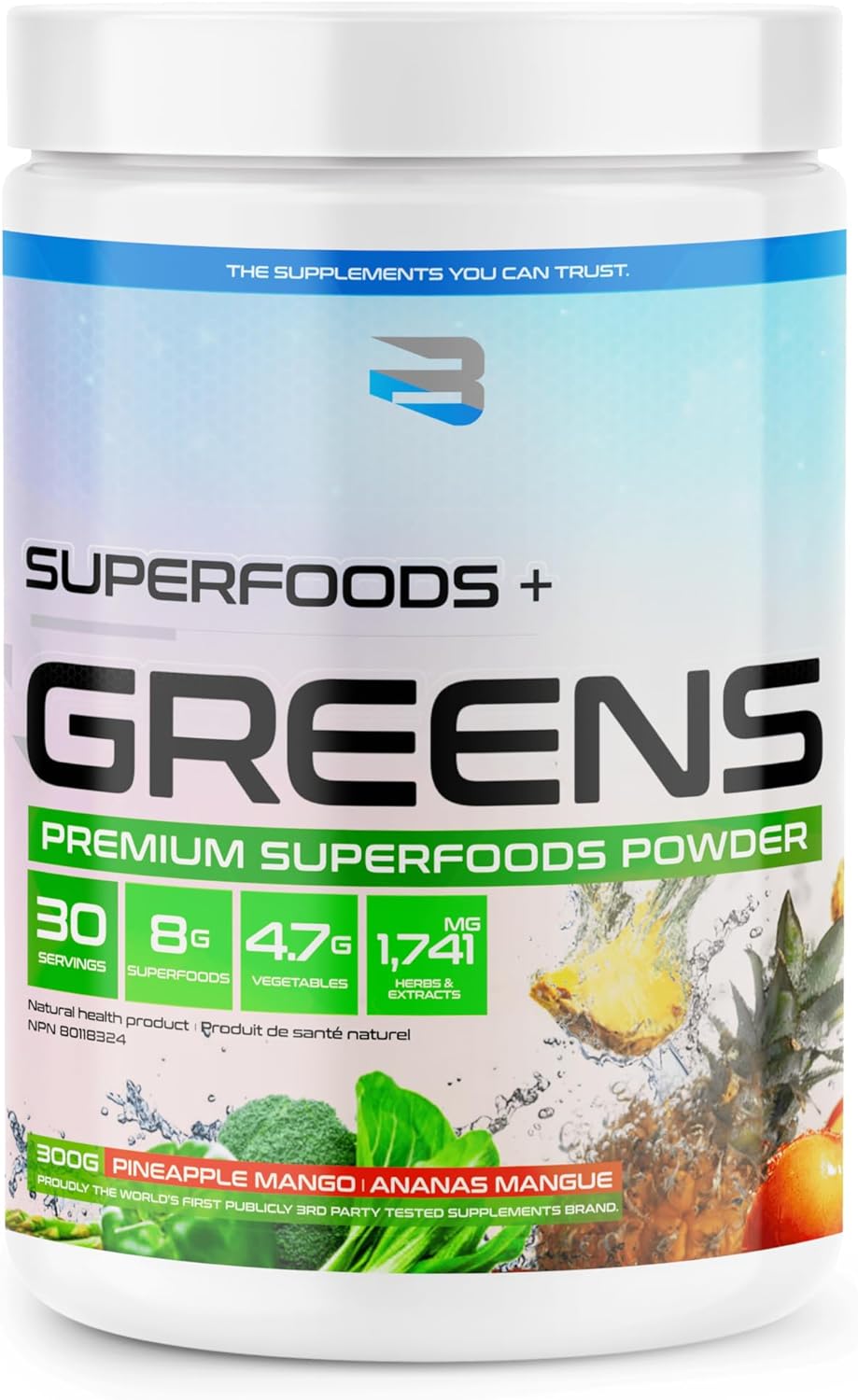 Believe Supplements Superfoods+Greens – Superfood Blend | Boost Energy, Immunity, and Digestion | Rich in Antioxidants & Essential Nutrients! (Pineapple Mango) - görsel 1