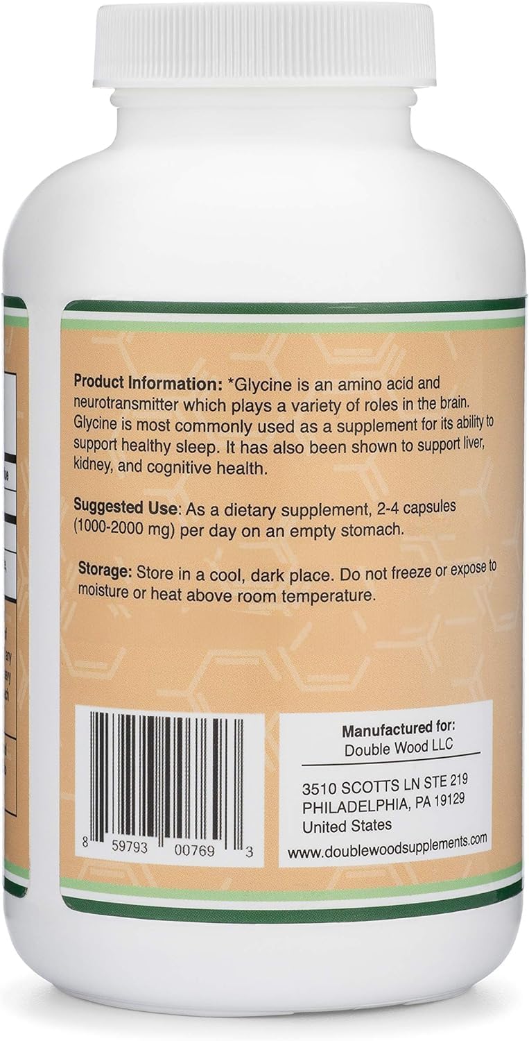 Double Wood Glycine Supplement - 1000 mg, 300 Capsules - görsel 4