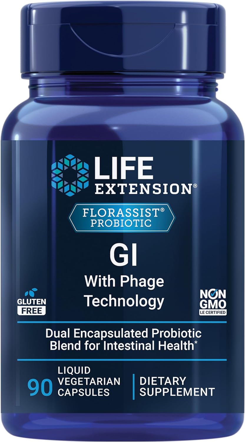 Life Extension FLORASSIST GI with Phage Technology, 90 Liquid Vegetarian Capsules - görsel 1