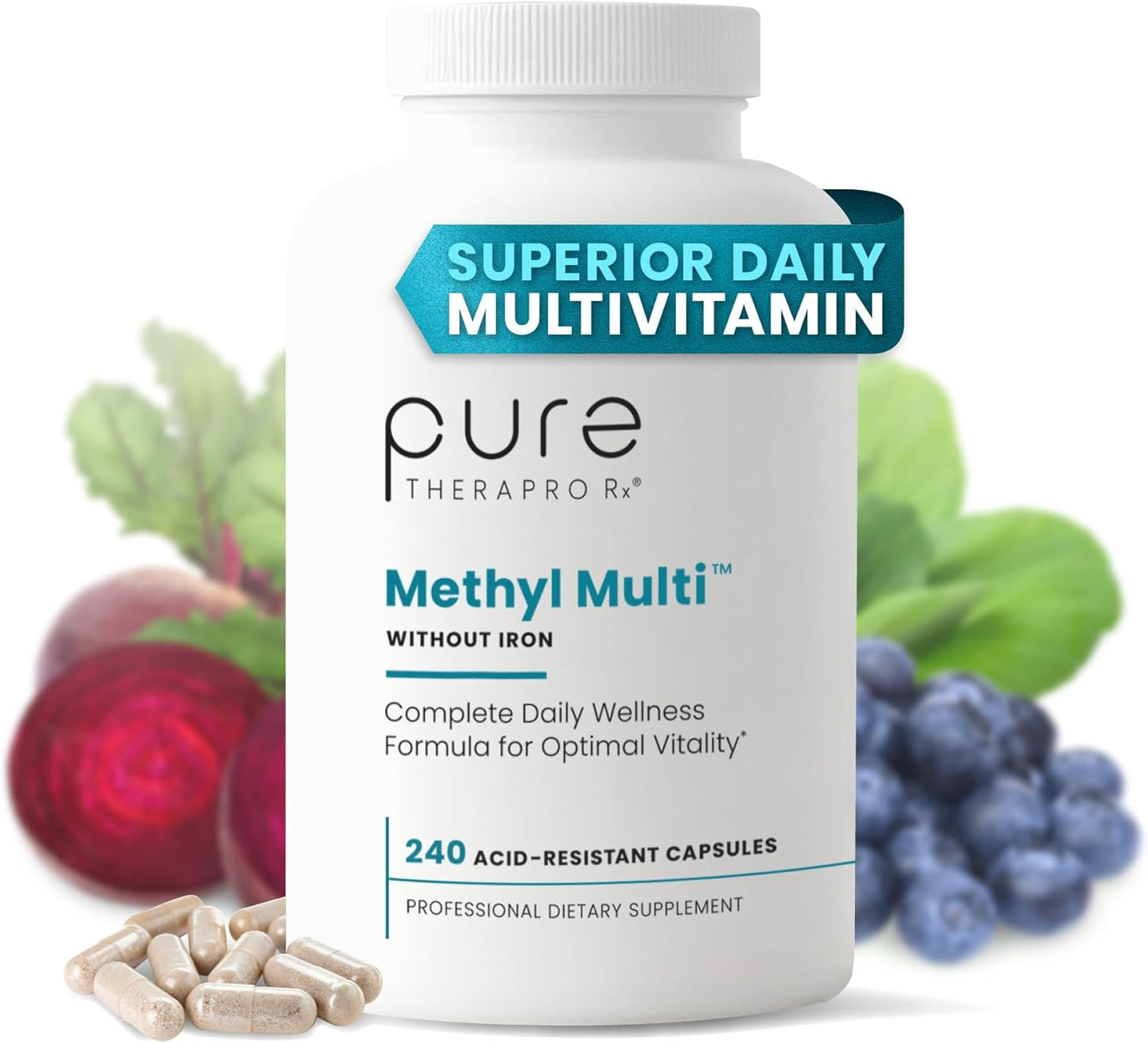 Pure Therapro Rx Methylated Multivitamin - No Iron, Methyl B12 & Methylfolate, 240 Capsules - görsel 1
