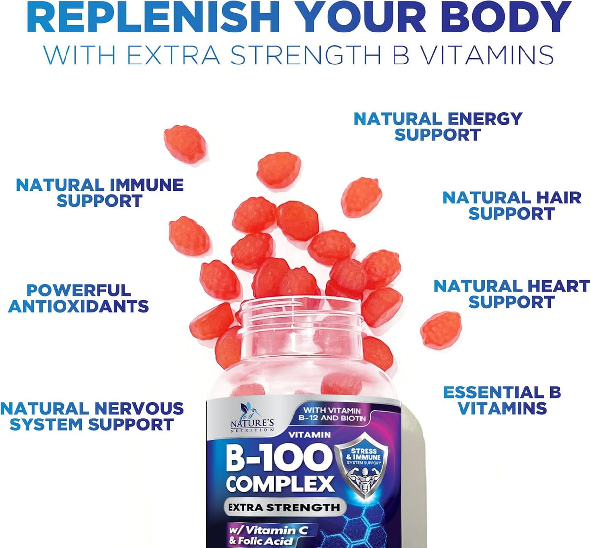 Vitamin B Complex Gummies - Extra Strength with Vitamin C for Energy & Immune Support, 120 Gummies - görsel 5