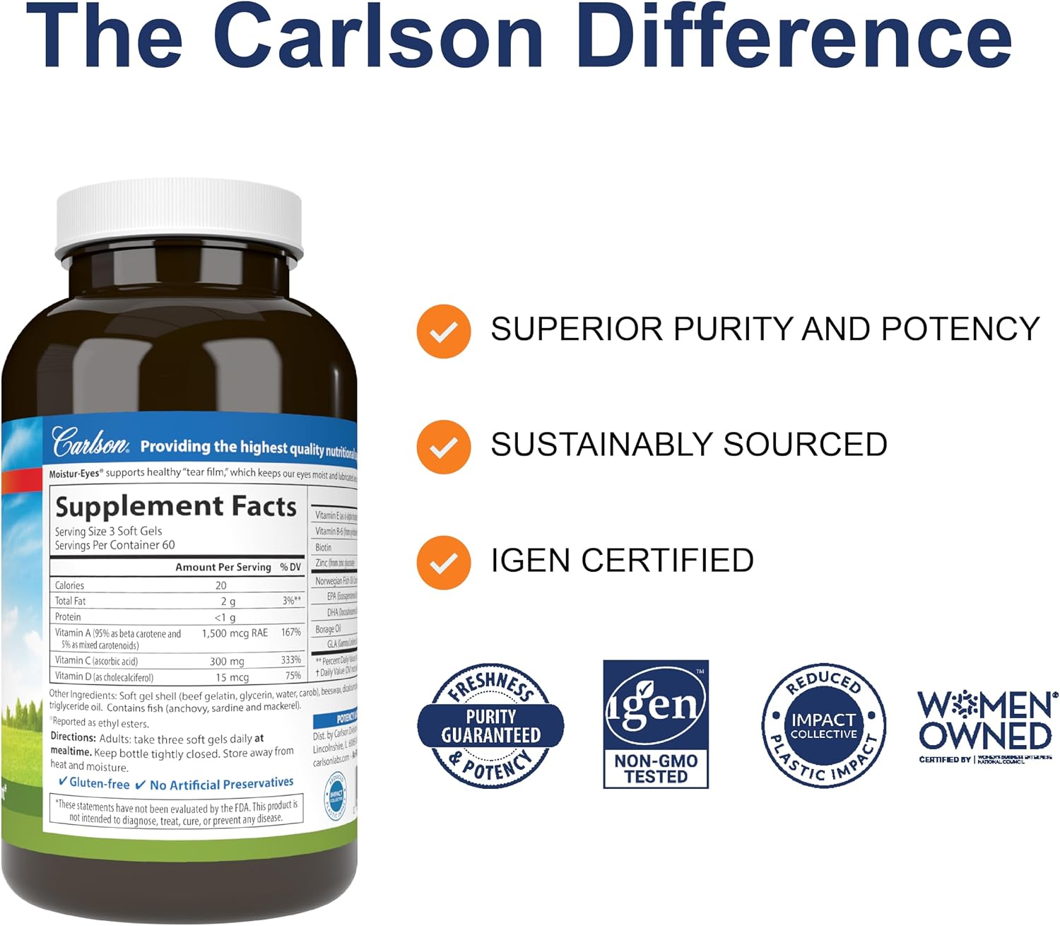 Carlson Moistur-eyes, 180 Softgels - görsel 2