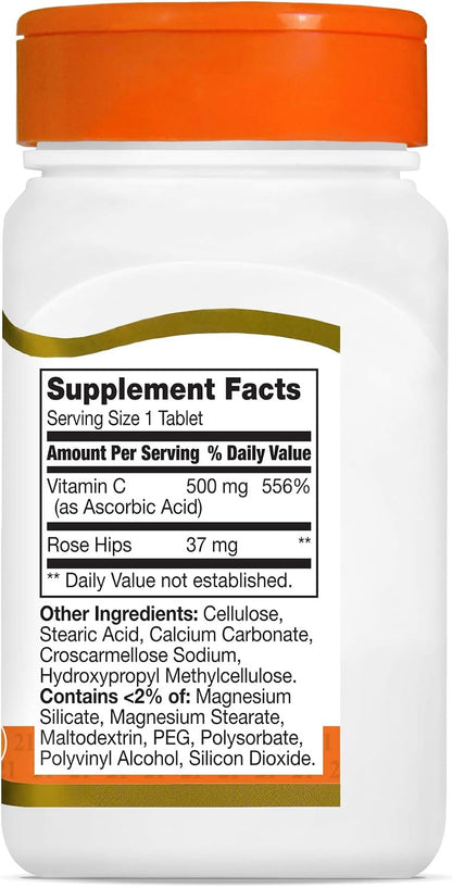 21st Century C 500 mg with Rose Hips Tablets, 110 Count (Pack of 3)