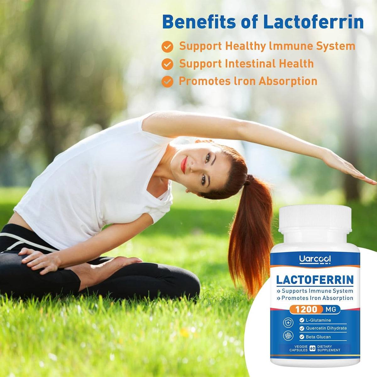 Uarcool Lactoferrin Supplement 1200mg - Gluten-free, Vegetarian - 60 Capsules - görsel 5