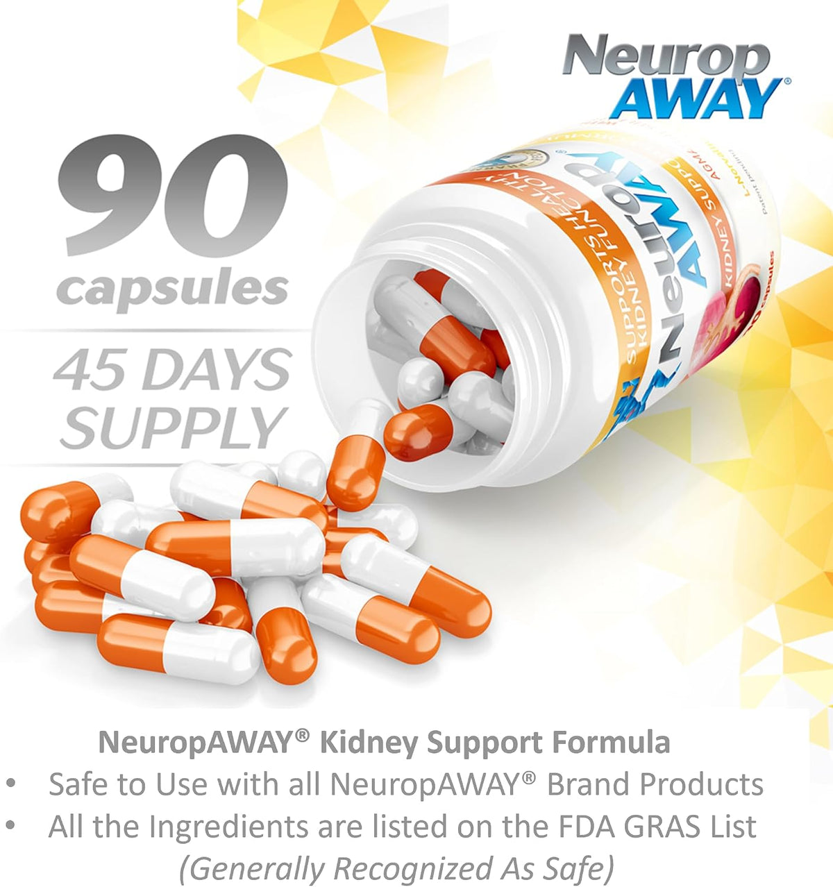 NeuropAWAY Kidney Support Formula - Agmatine Sulphate 500mg with L-Arginine Complex - 90 Capsules - görsel 3