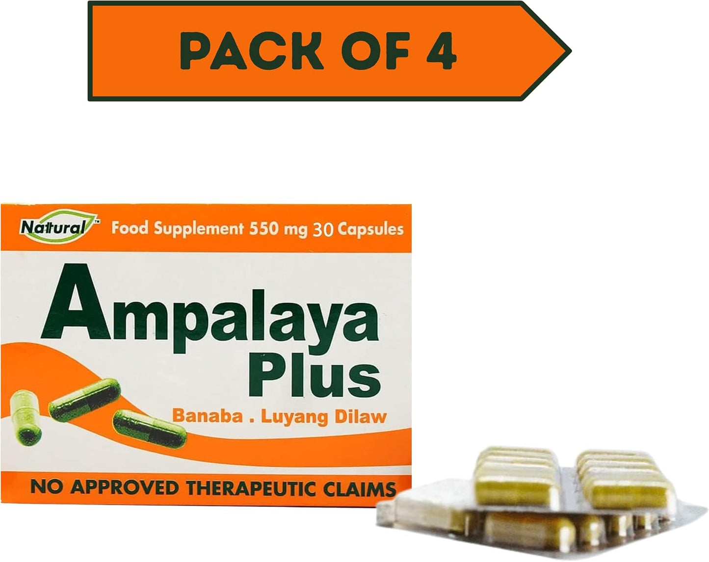 Pack of 4 Ampalaya Plus Supplement 550mg - 120 Capsules - Natural & Vegan - Organic Bitter Melon Capsules - Halal Herbal Food Supplement - görsel 5