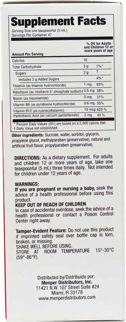 CLUSIVOL B-Complex Syrup – for Skin, Hair, Nervous System & Heart Health (237 ml / 8 Fl Oz)