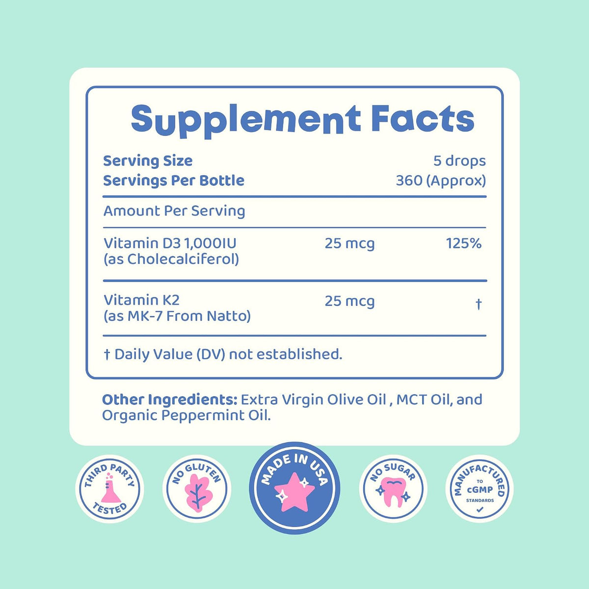JoySpring Vitamin D3 Kids Drops with K2 – Liquid Supplement for Calcium Absorption & Joint Health – 360 Doses (60 ml) - görsel 7