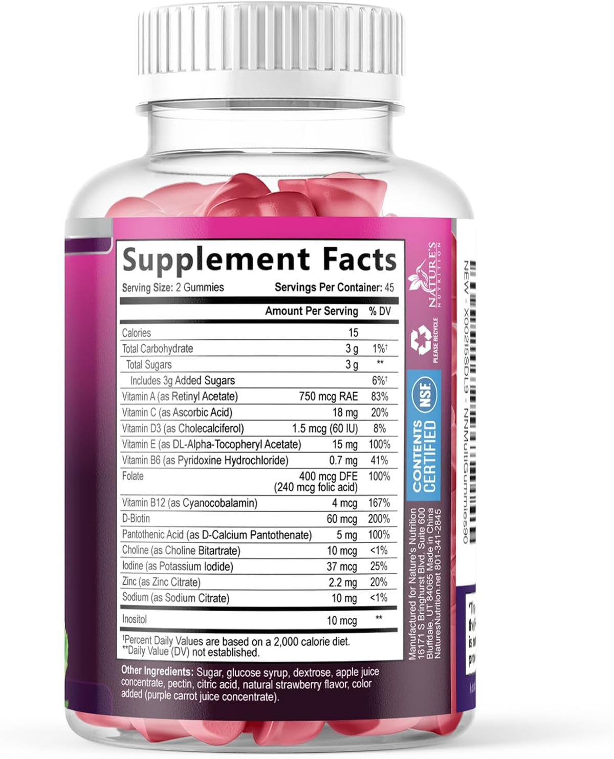 Multivitamin Gummies for Adults - Daily Adult Multivitamins Gummy with Vitamins A, C, D, B12 for Women & Men, Immune Support Supplement - 90 Gummies - görsel 9