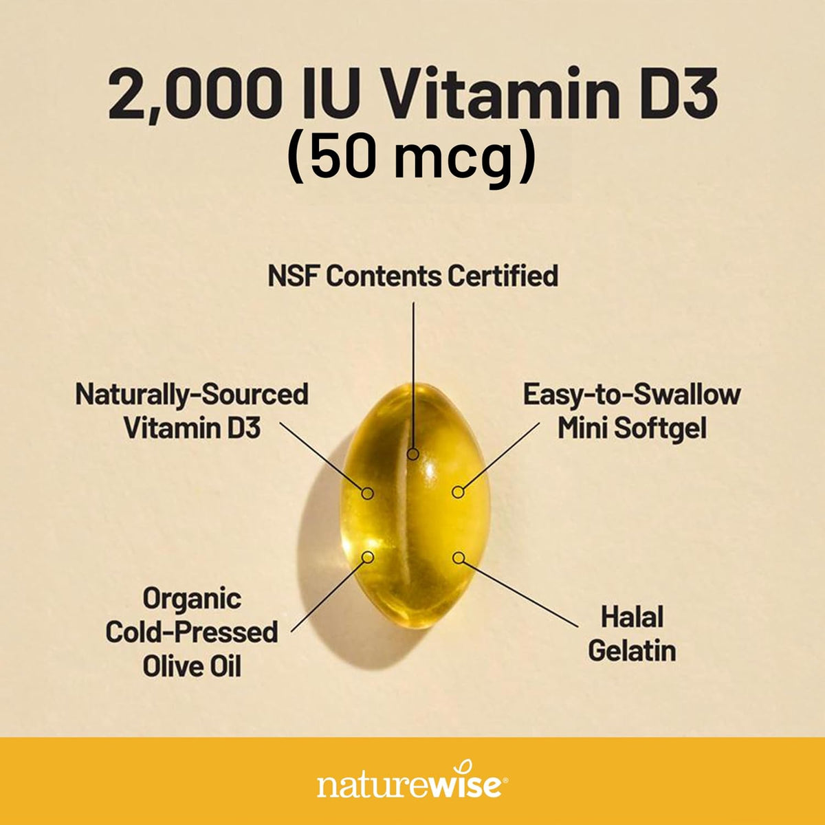 NatureWise Vitamin D3 2000 IU (50 mcg) – 360 Mini Softgels, 1-Year Supply - görsel 3