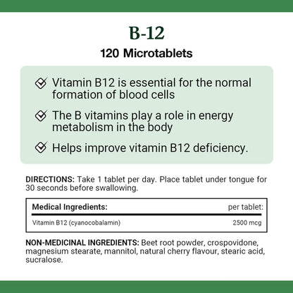 Nature's Bounty B-12 2500mcg Sublingual Tablets, 120 Count