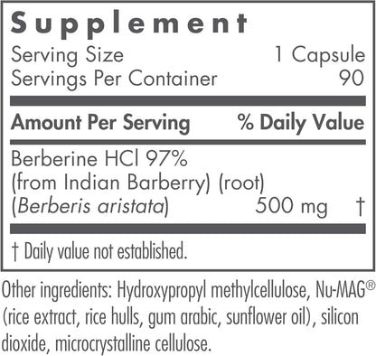 Nutricology Berberine 500mg – Metabolic Support Food Supplement, 90 Vegetarian Capsules