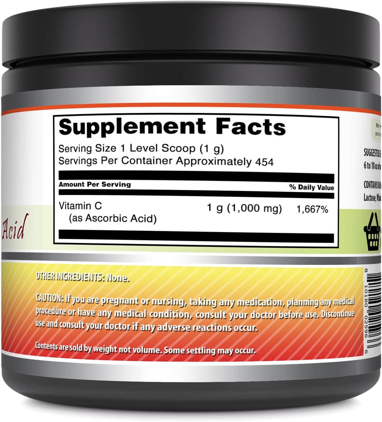 Amazing Formulae Vitamin C Powder Supplement - Unflavoured Ascorbic Acid - 1g per Serving - Non-GMO, Gluten-Free - 454 g - görsel 2