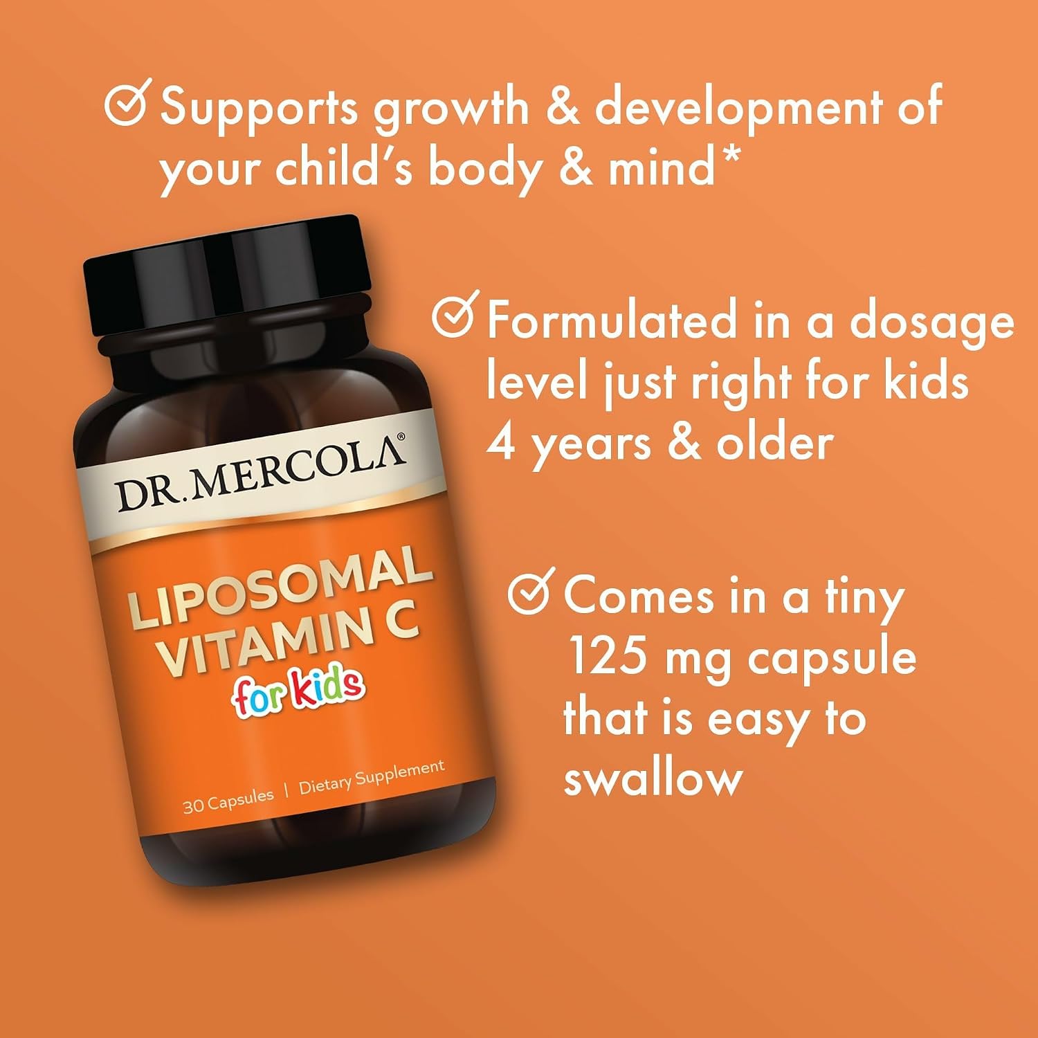 Dr. Mercola Liposomal Vitamin C for Kids - 125 mg - 30 Capsules - görsel 4