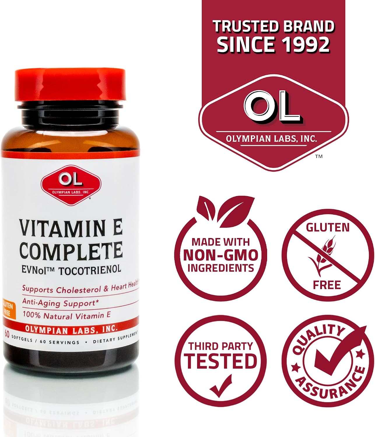 Olympian Labs Vitamin E Complete Tocomin - 200 IU, 60 Softgels - görsel 4