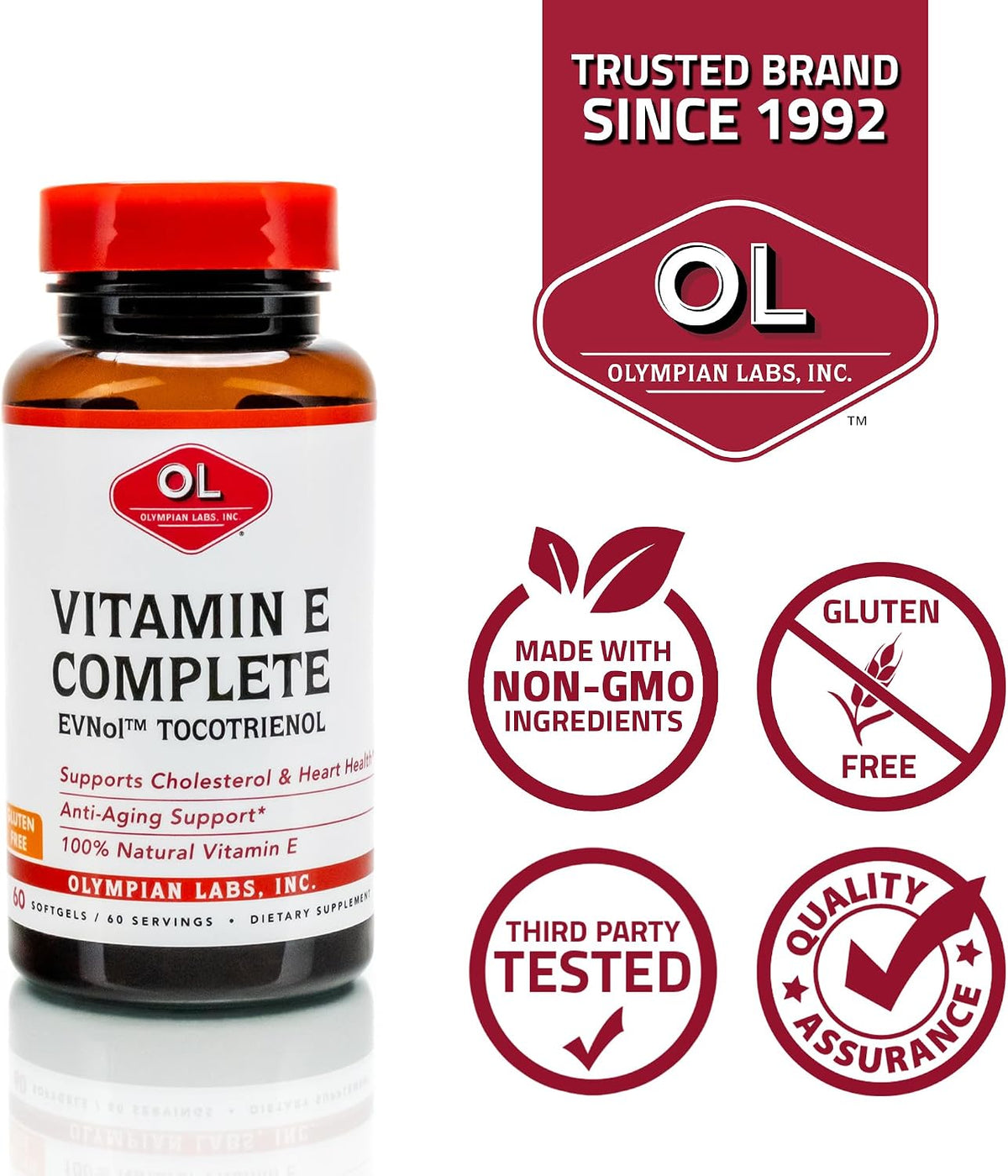 Olympian Labs Vitamin E Complete Tocomin - 200 IU, 60 Softgels - görsel 4