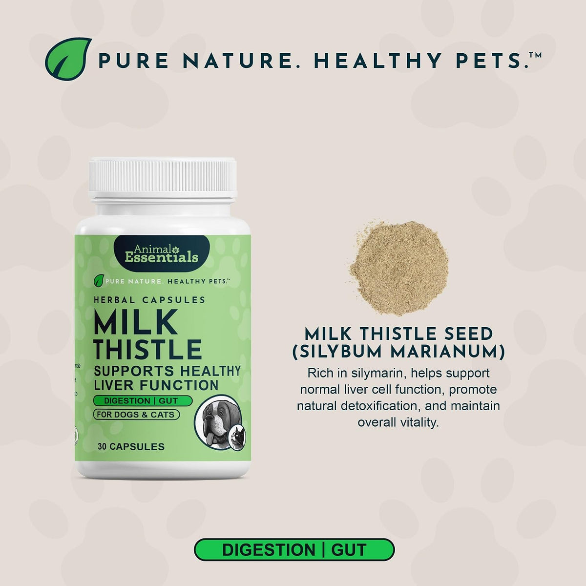Milk Thistle for Dogs & Cats - Liver Support Supplement, 150mg, 30 Capsules - görsel 4