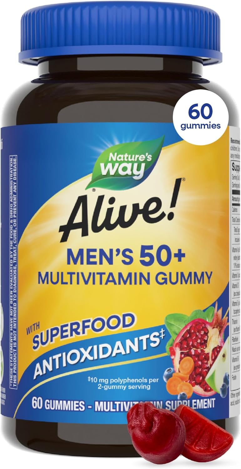 Nature's Way Alive! Men's 50 Plus Multivitamin Gummy – with B-Vitamins, D3 & Zinc, 150 Gummies - görsel 8