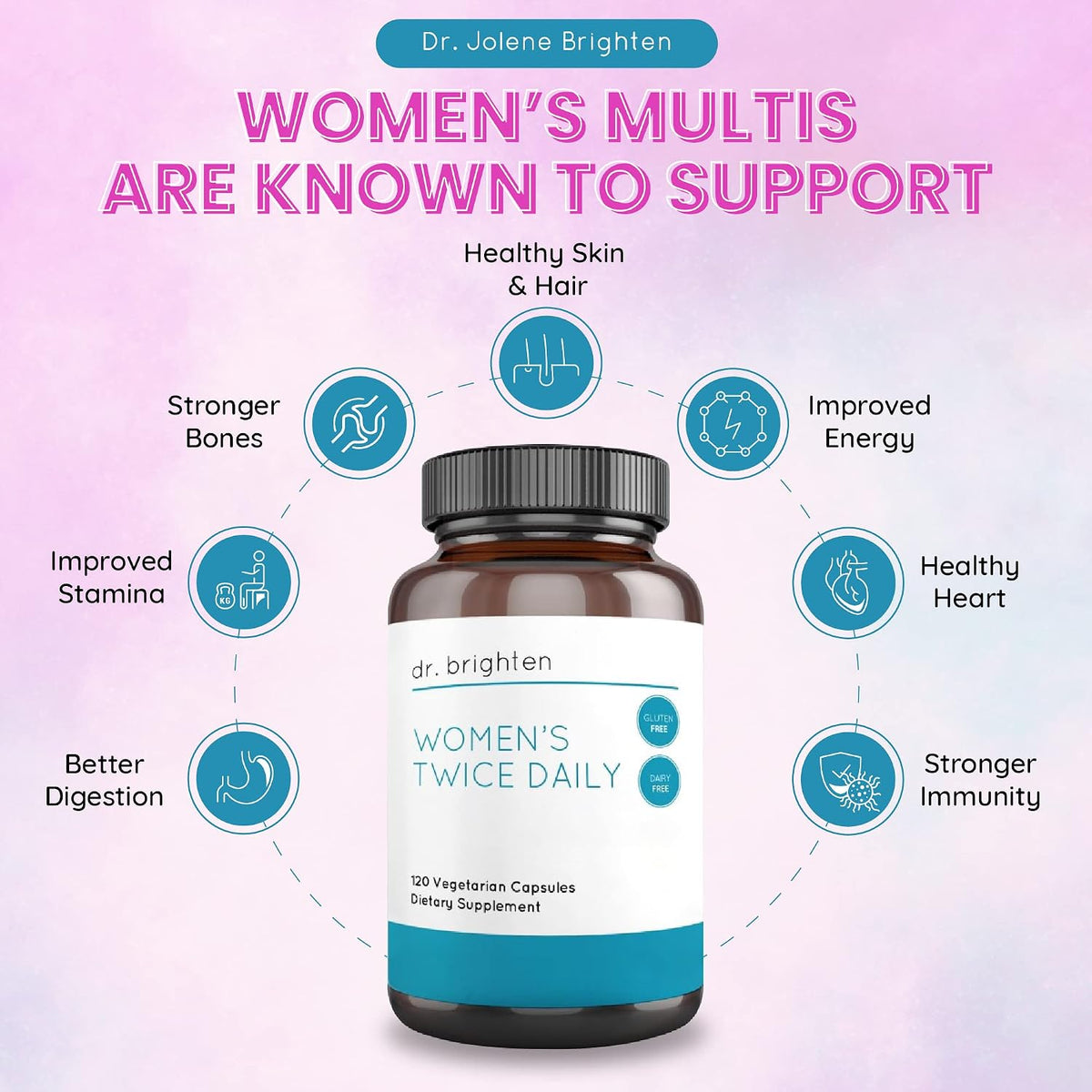 Dr. Brighten Women’s Twice Daily — Premium Women’s Multivitamin, Full-Spectrum with No Iron, Unique Nutrients, Higher B Vitamins — 120 Capsules - görsel 8