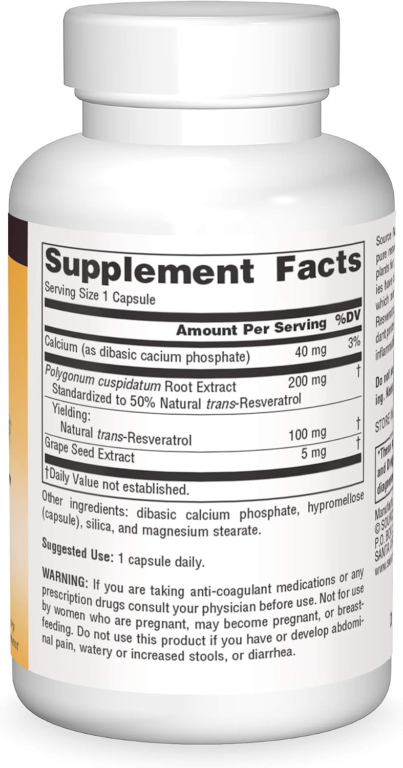 Source Naturals Resveratrol 100 - 100 mg, 60 Vegetarian Capsules - görsel 3