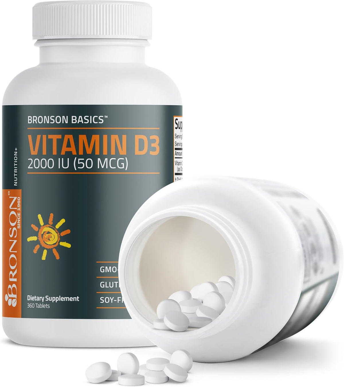 Bronson Vitamin D3 2000 IU (50mcg) Non-GM, 360 Tablets - görsel 6