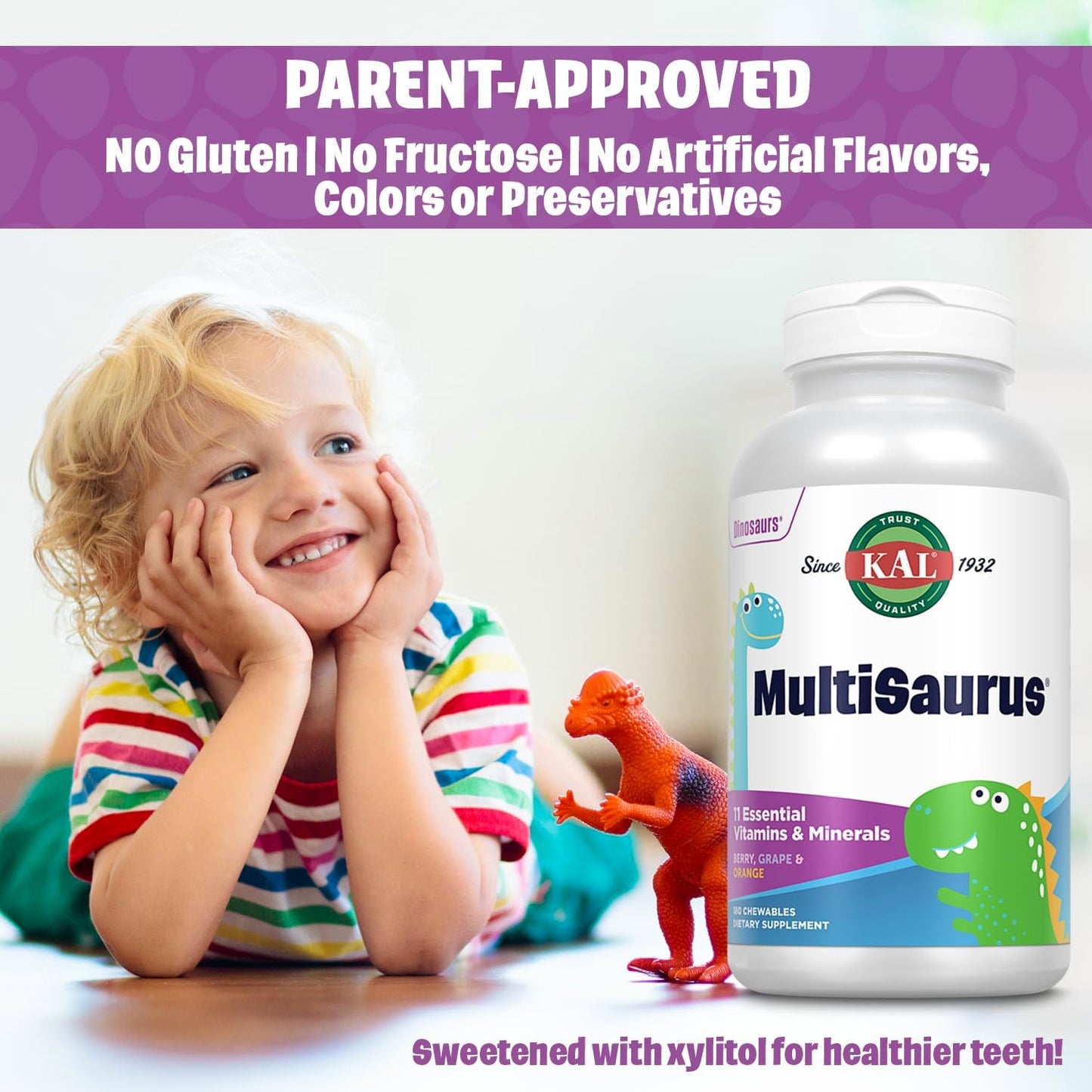 KAL MultiSaurus Kids Chewable Multivitamin – 180 Dinosaur-Shaped Tablets - görsel 4