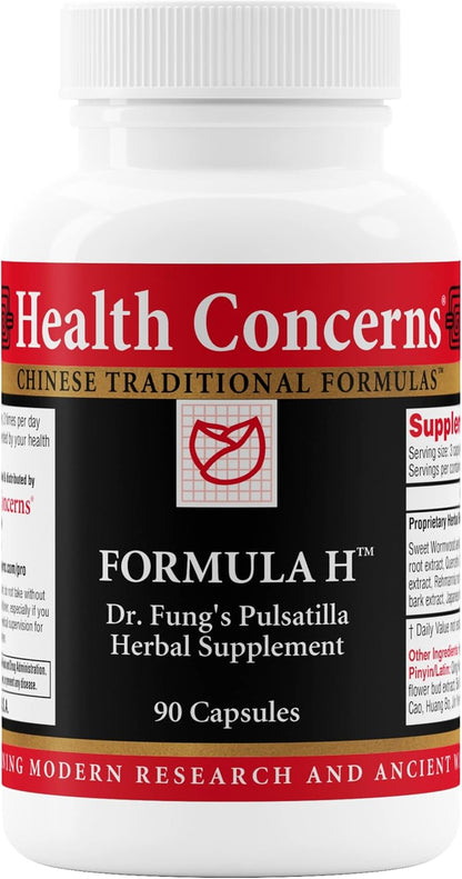 Health Concerns Formula H – Blood Circulation & Vascular Support – Herbal Supplement with Quercetin & Skullcap Root – 90 Capsules