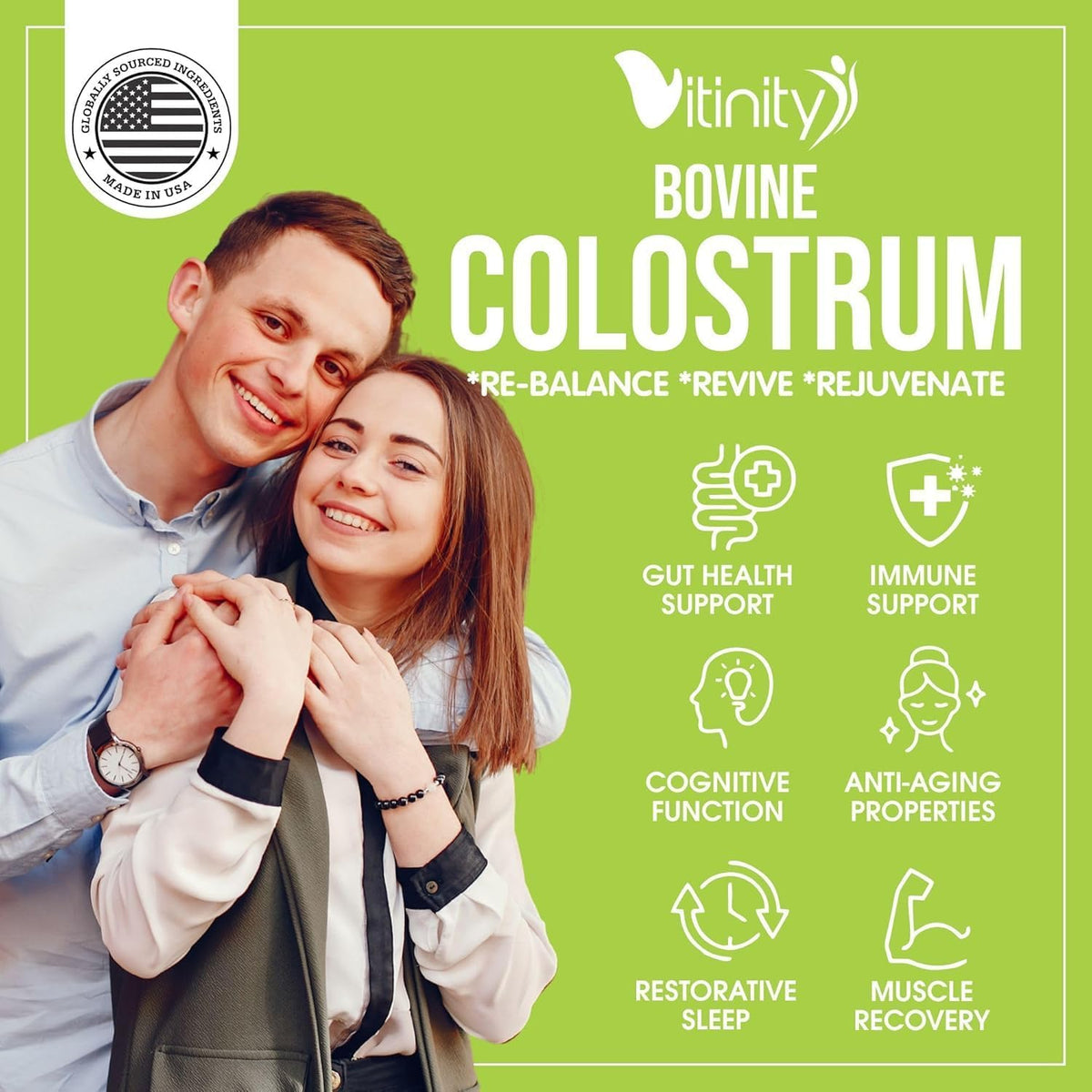 VITINITY Grass-fed Bovine Colostrum Capsules – Natural IgG Supplement for Digestive Health, Immune Support & Muscle Recovery (120 Capsules) - görsel 3