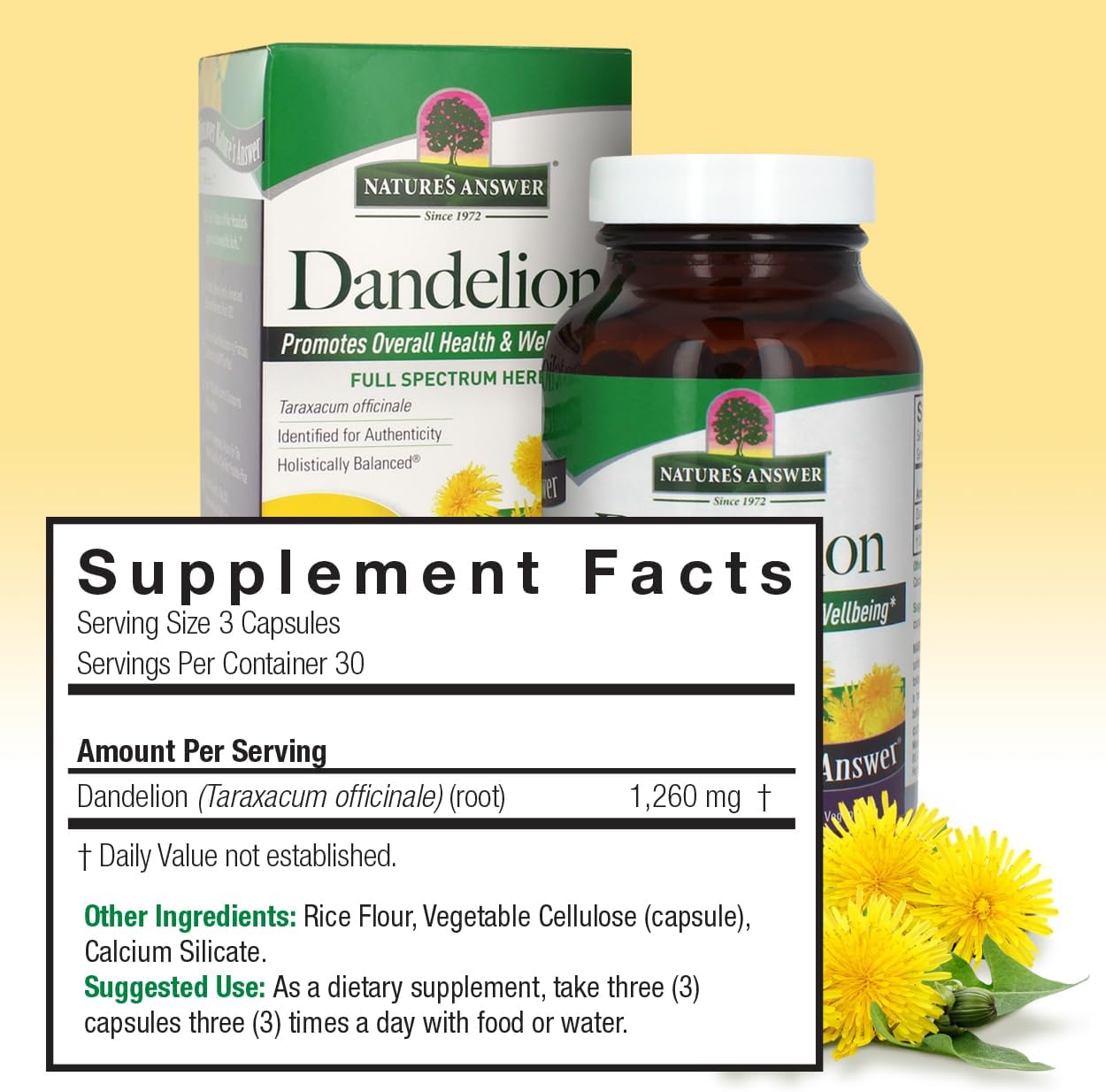 Nature's Answer Dandelion Root - 1,260 mg, 90 Vegetarian Capsules - Traditionally Used to Support Liver Health & Natural Cleansing - görsel 3