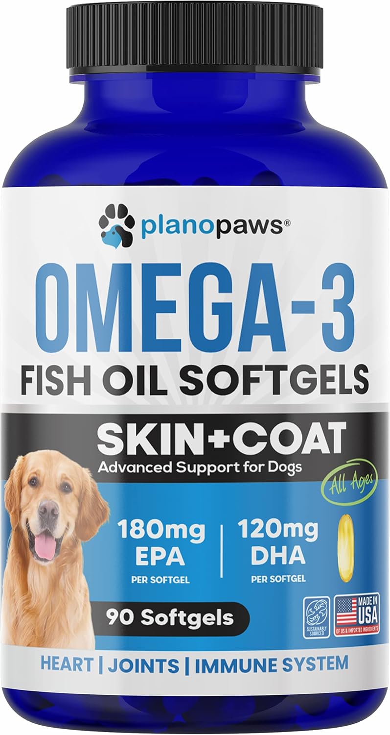 Planopaws Omega-3 Fish Oil for Dogs – Salmon Oil Soft gel capsules with EPA & DHA for Skin, Coat and Joint Support (90 Soft gel capsules) - görsel 8