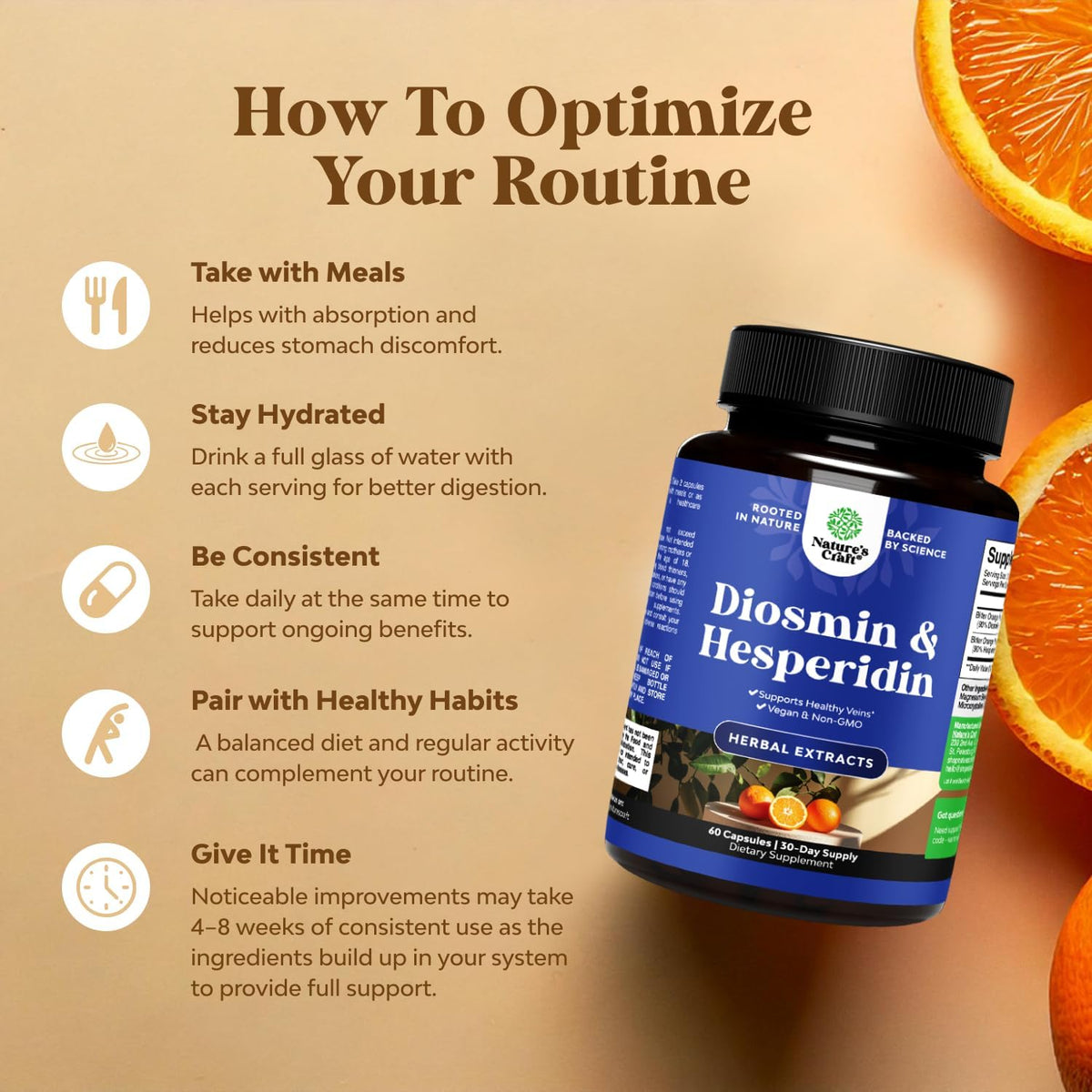 Diosmin & Hesperidin 1000 mg Complex for Adults – Bitter Orange Supplement for Vein Support - görsel 2