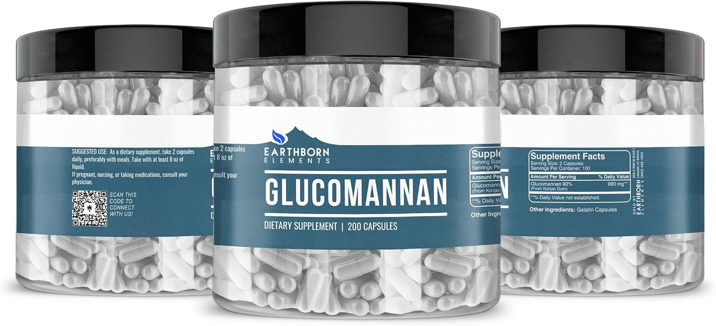 Earthborn Elements Glucomannan, 200 Capsules, Pure & Undiluted, No Additives - görsel 4