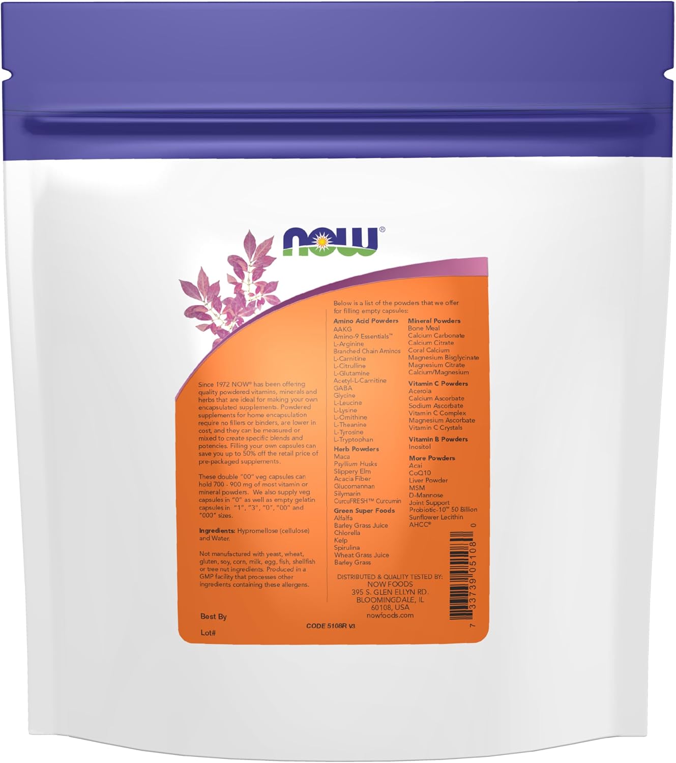 NOW Foods Empty Vegetarian Capsules, Double "00", 750 Count - görsel 2