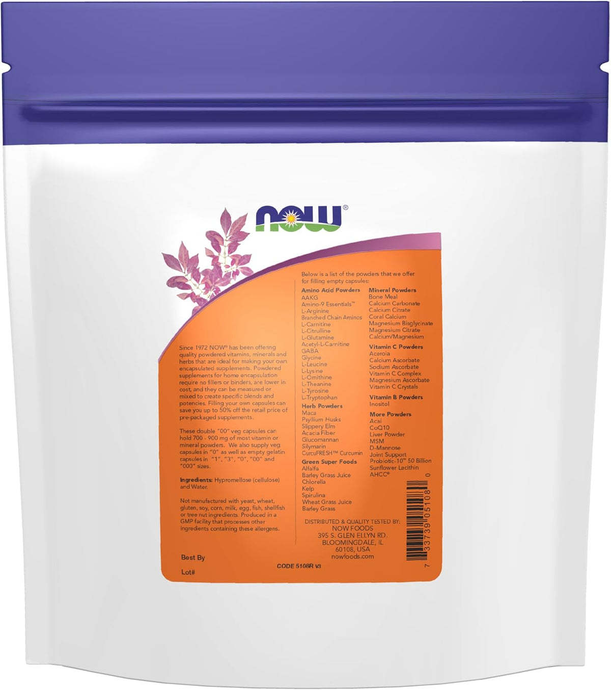 NOW Foods Empty Vegetarian Capsules, Double "00", 750 Count - görsel 2