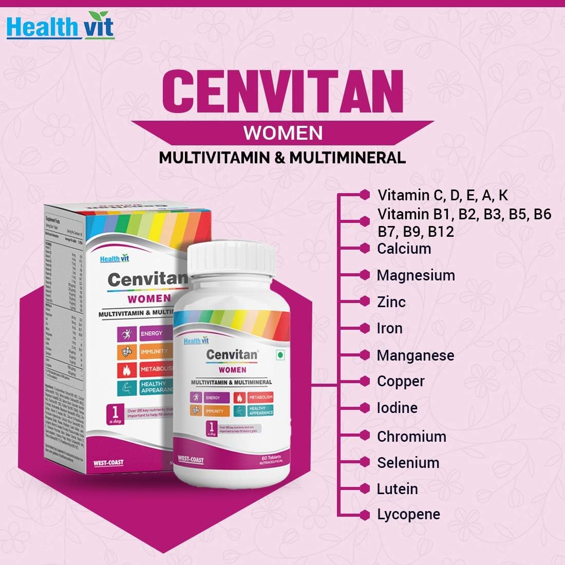 Dharma Healthvit Cenvitan Women's Multivitamin & Multimineral with 26 Nutrients - görsel 4