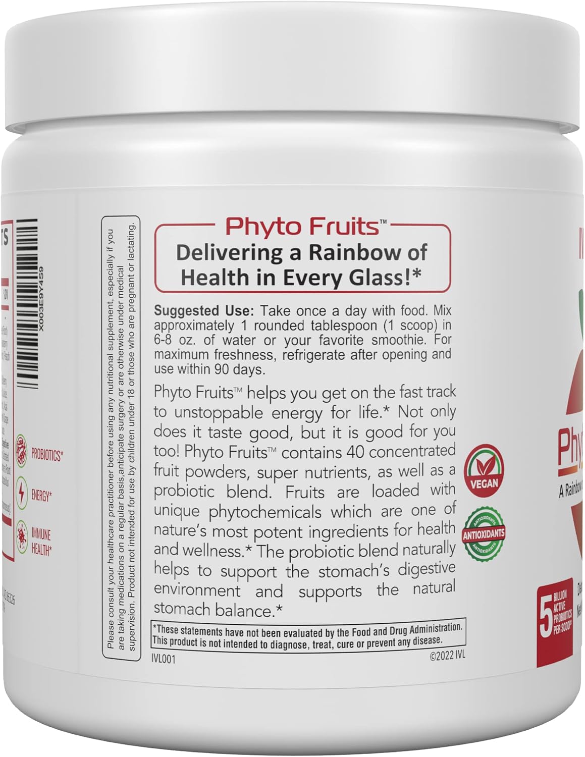 IVL Phyto Fruits Superfood Powder - Vegan, 40 Fruits & Nutrients with Probiotics (30 Servings) - görsel 3