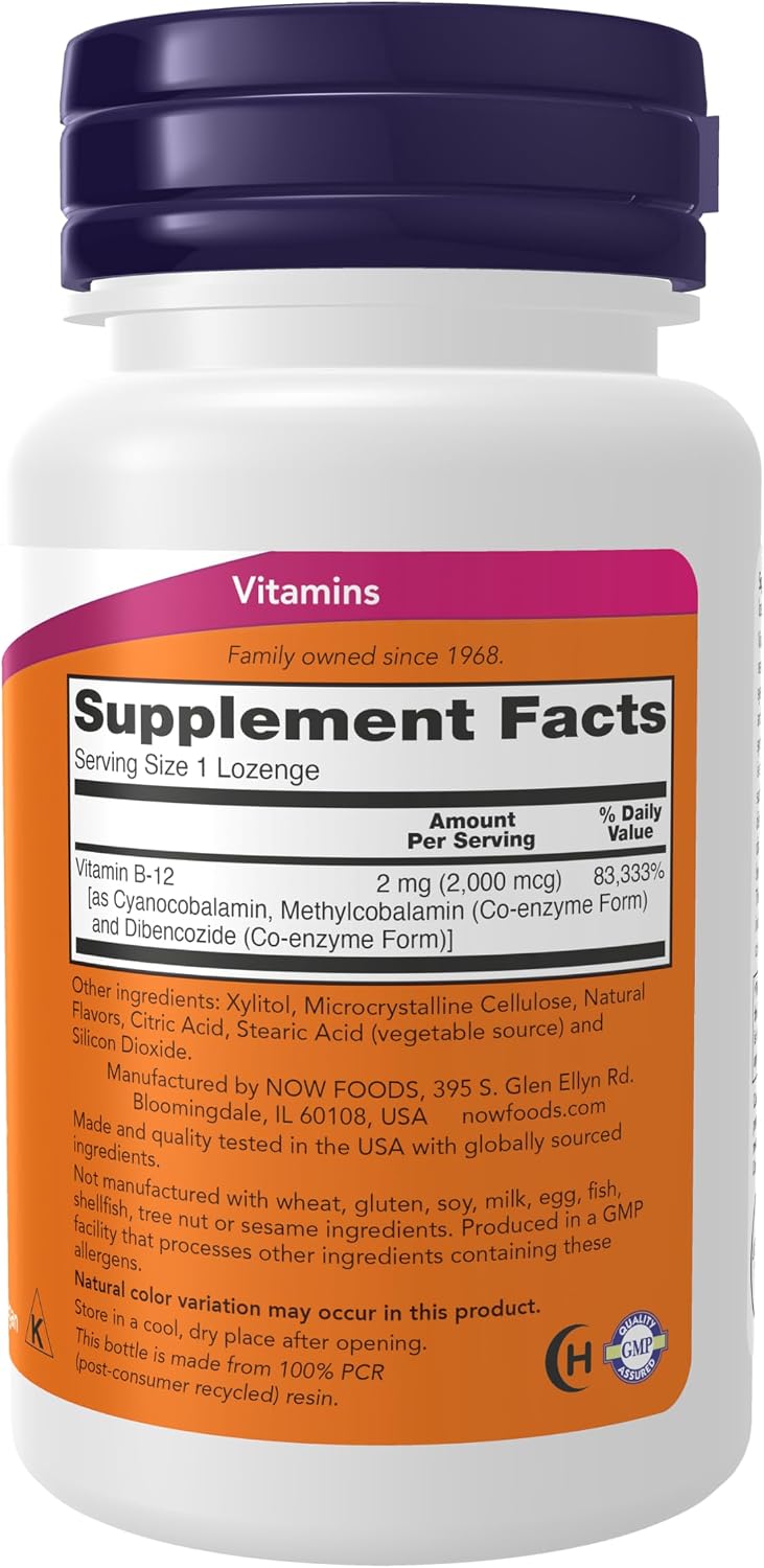 NOW Foods B-12 2000 mcg Lozenges – 100 Count - görsel 2