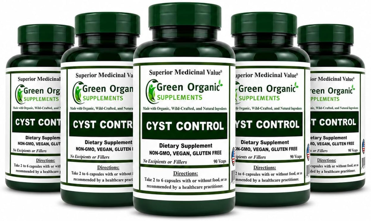 Green Organic Supplements Breast Cyst Support, 90 Vegan Capsules, High Absorbability, Non-GMO, Gluten-Free (Pack of 5) - görsel 1