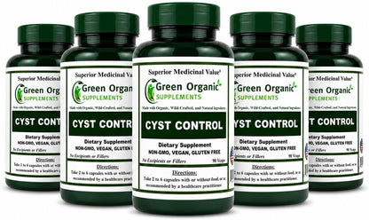 Green Organic Supplements Breast Cyst Support, 90 Vegan Capsules, High Absorbability, Non-GMO, Gluten-Free (Pack of 5)