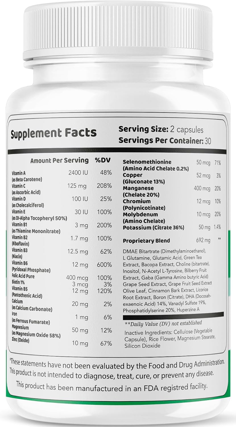 Vertigenics Brain Health Support Supplement – All Natural Formula, 60 Capsules - görsel 6