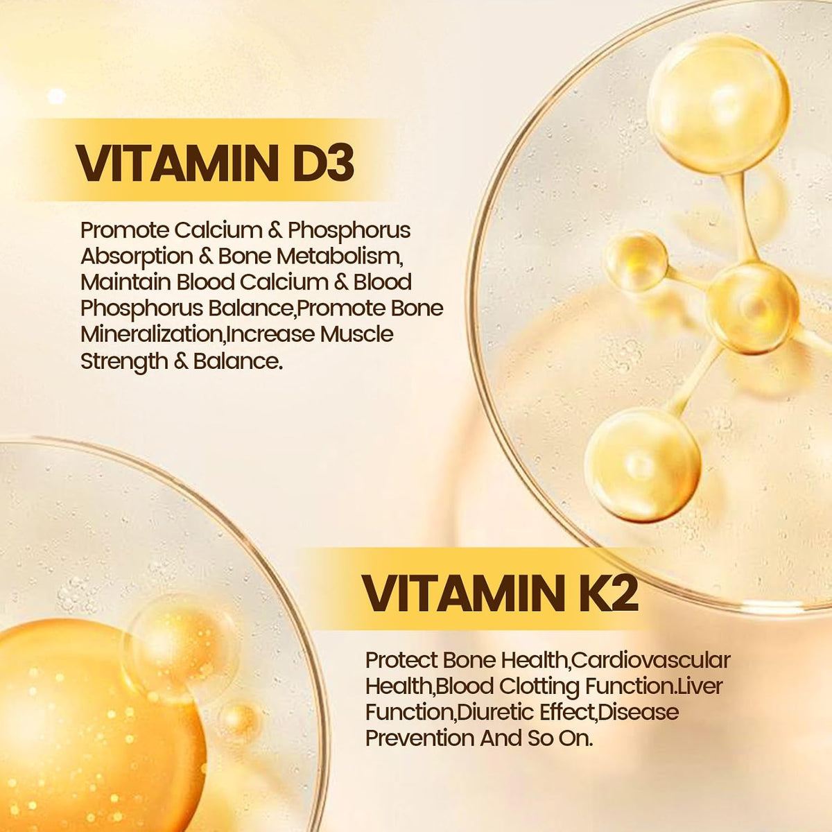 VivoNu Vitamin D3 and K2 10000 IU with MK7-300 Virgin Coconut Oil Soft gel capsules, 2 in 1 Vitamins D & K Complex (180 Capsules) - görsel 3
