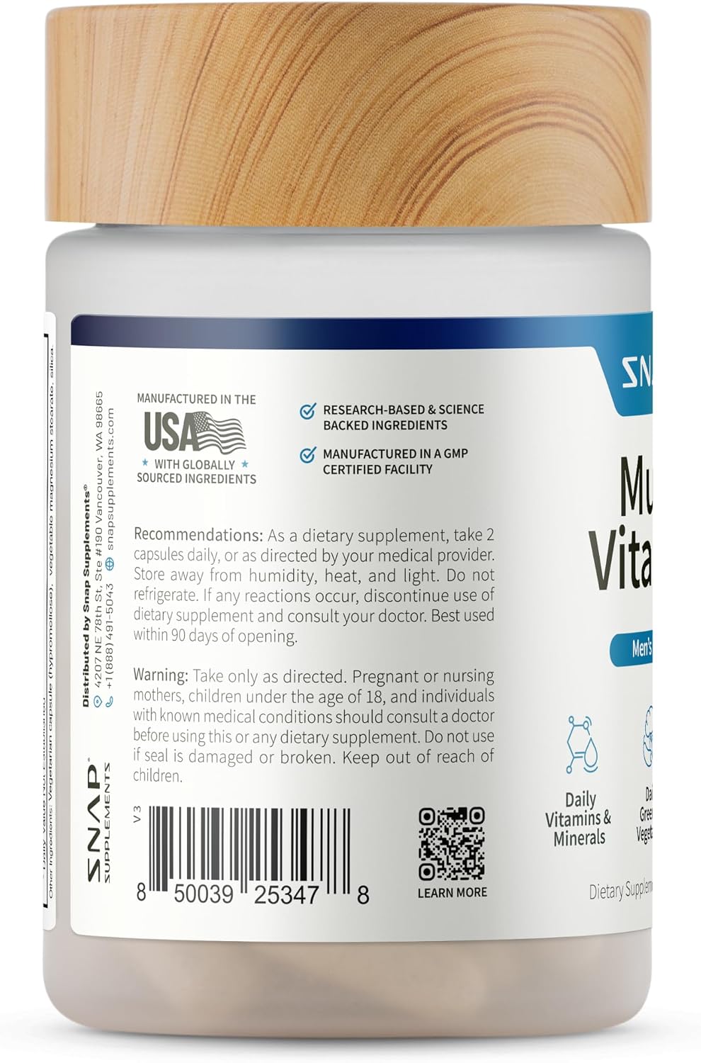 Snap Supplements Men's Multivitamin – Daily Vitamins and Minerals for Energy and Immune Support, 60 Capsules - görsel 10