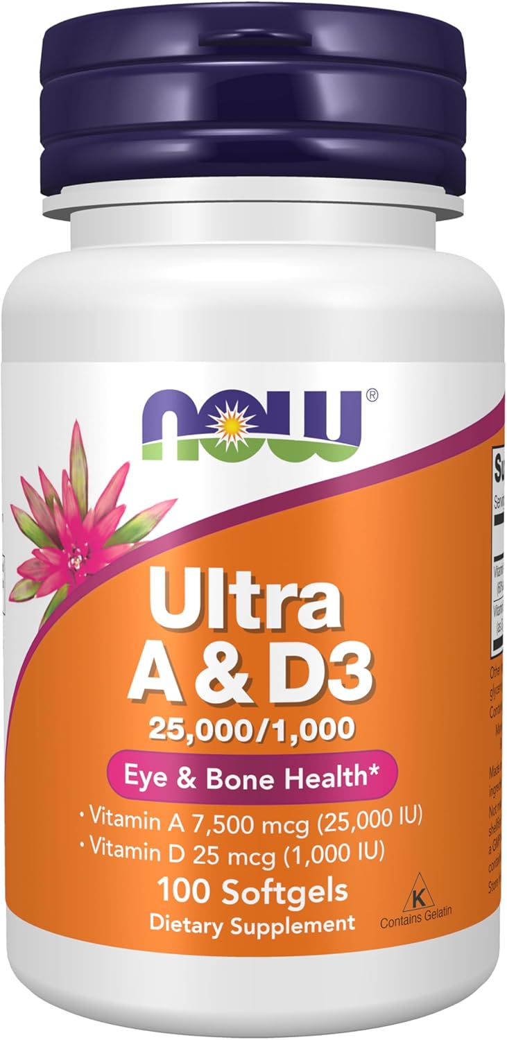 NOW Foods Vitamin A & D3 25,000/1,000 IU, 100 Softgels - görsel 1