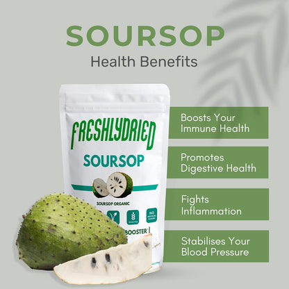 FreshlyDried Concentrated Soursop (Graviola) Powder – Immune Support with 40 Real Fruits – Non-GMO, Vegan – 170 g (17 Servings)